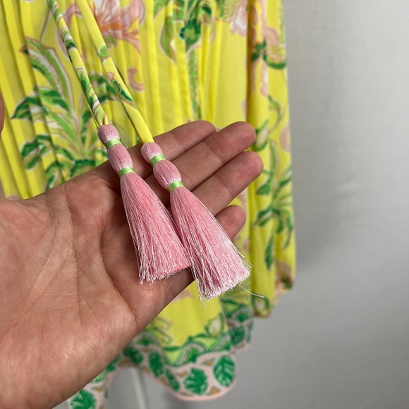 LILY PULITZER‎ Blouse Womens Size Large Long Sleeve Yellow Pink Marilina Tunic - Picture 9 of 10